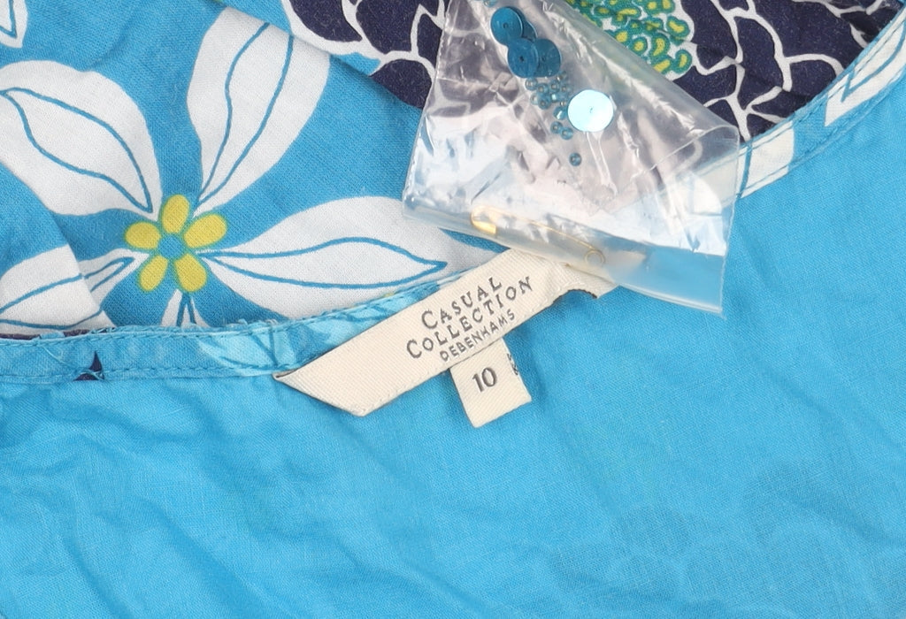 Debenhams Women's Blue Floral V-Neck Summer Dress