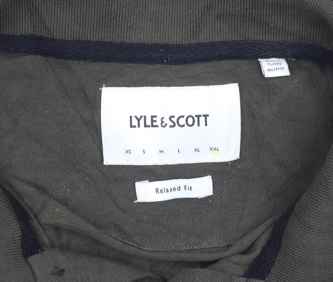 Lyle & Scott Men's Green 2XL Relaxed Fit Polo Shirt