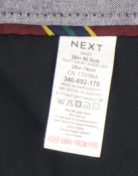 Next Men's Black Chino Trousers, Size 38S, Relaxed Fit
