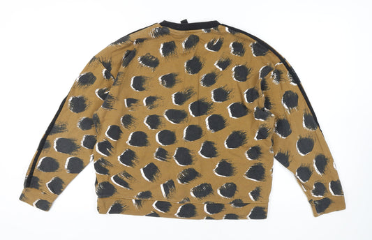 Additional front view of Adidas Women's Brown Pullover Animal Print Sweatshirt M