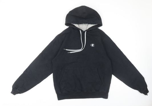 Additional front view of Champion unisex black pullover hoodie small