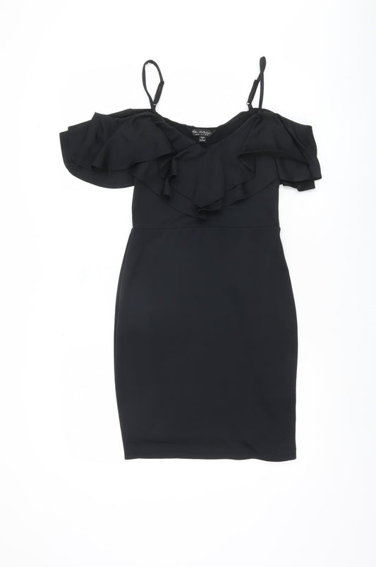 Additional front view of Miss Selfridge Women's Black Bodycon Dress, size 10