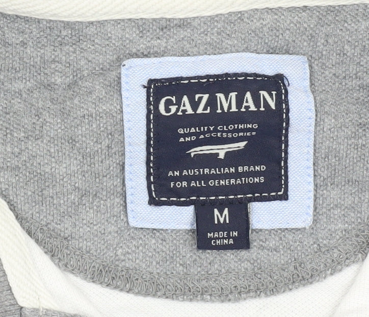 GAZMAN Men's Grey Striped Polo Shirt Size M