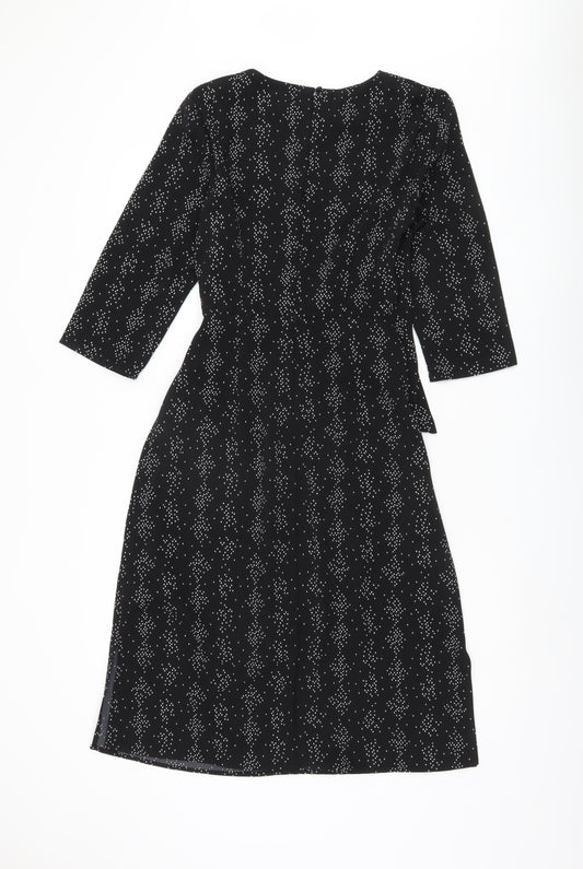 Warehouse Women's Black Geometric Knee Dress Size 10