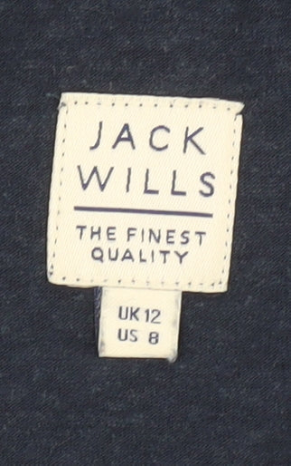 Jack Wills Women's Blue T-Shirt - Size 12, Easy Care