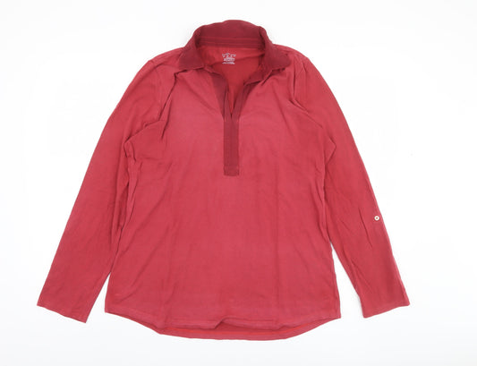 Womens UK Size M Lands' End Red Button-Up