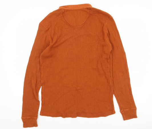 Timberland Men's Orange Henley Sweatshirt M