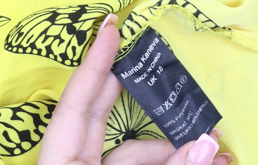 Womens UK Size 18 Marina Kaneva Yellow Basic Blouse