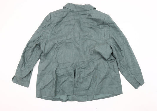 Marks and Spencer Green Linen Blazer Women Size 24