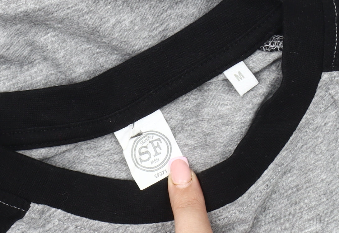 Skinfit Men's Graphic Print Grey Black Long Sleeve T-Shirt M
