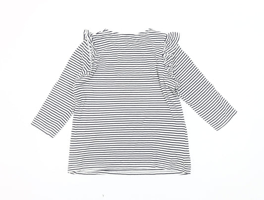 New Look Women's Black Striped T-Shirt - Size 12