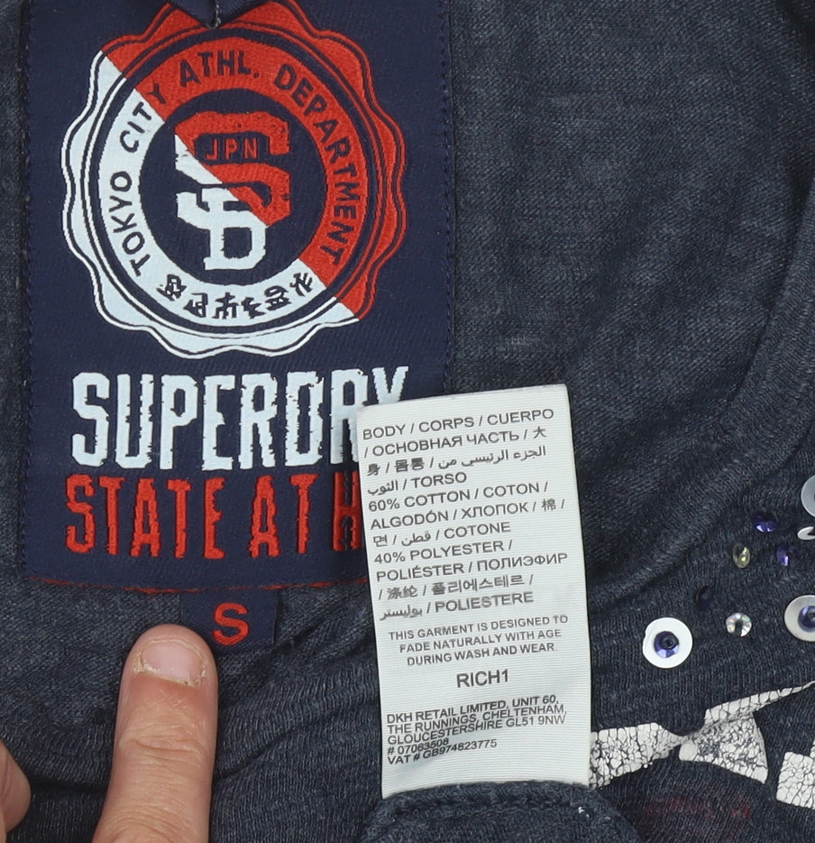 Womens UK Size S Superdry Blue T-Shirt