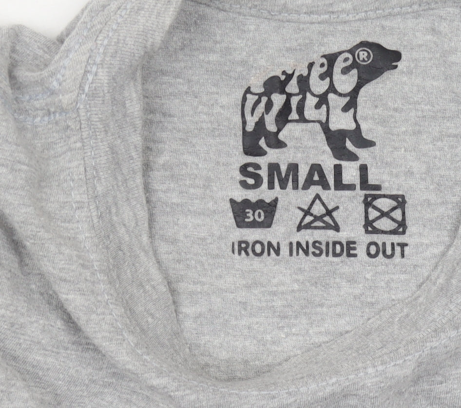 Free Will Unisex Grey Cotton T-Shirt, Size S
