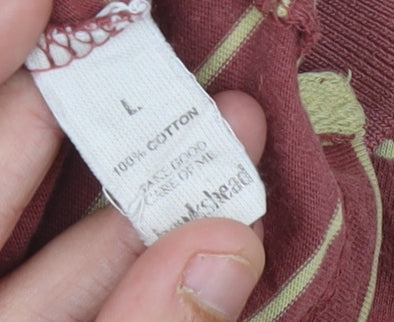 Hawkshead Men's Red Striped Polo Shirt L