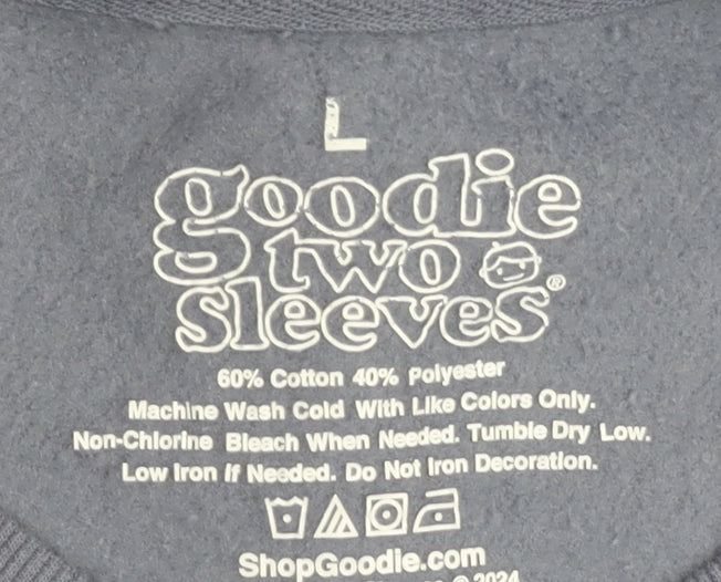 Goodie Two Sleeves Unisex Blue L Sweatshirt with Graphic Print