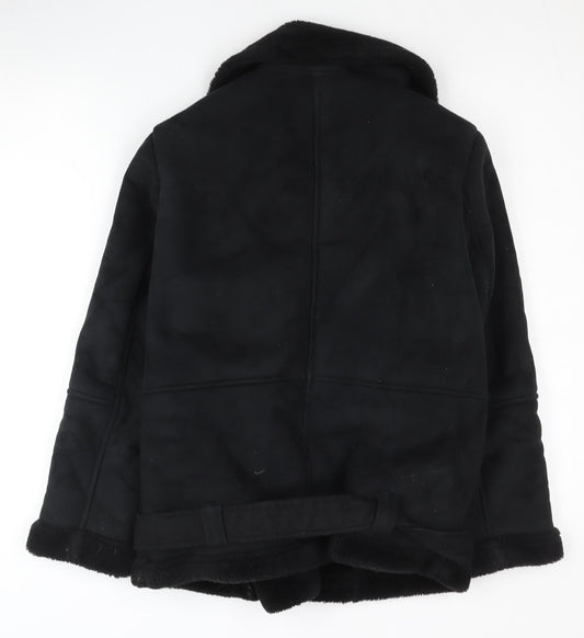 Womens UK Size 6 Topshop Black Biker Coat