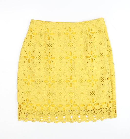 Missguided Women's Yellow Geometric Skirt, Size 10, Polyester