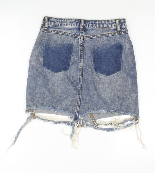 M Women's Blue Denim Mini Skirt, Size 6, Cotton
