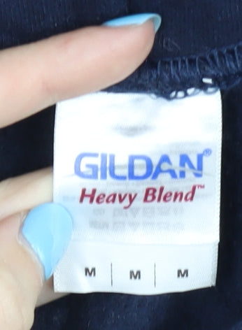 Gildan Women's Blue Pullover Hoodie, Size M, Graphic Print