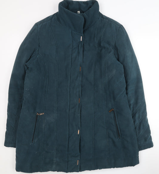 Klass Blue Suede Women's L Coat with Zipped Pockets