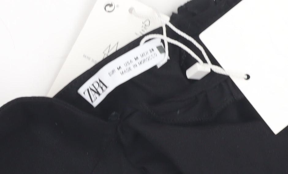 Womens UK Size M Zara Black Cropped Blouse