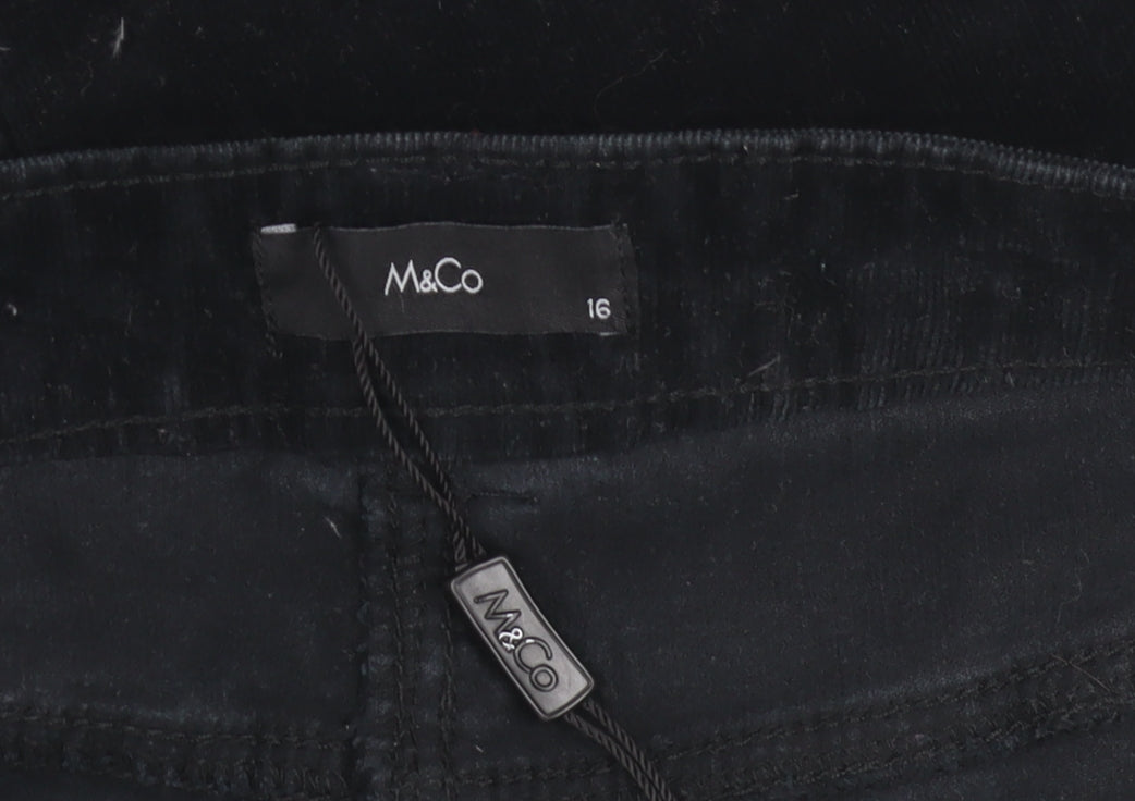 M&Co Women Black Corduroy Skirt Size 16 Pencil Style