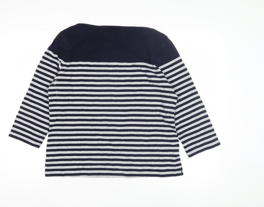 CC Women's Blue Striped Jersey Top, Size L