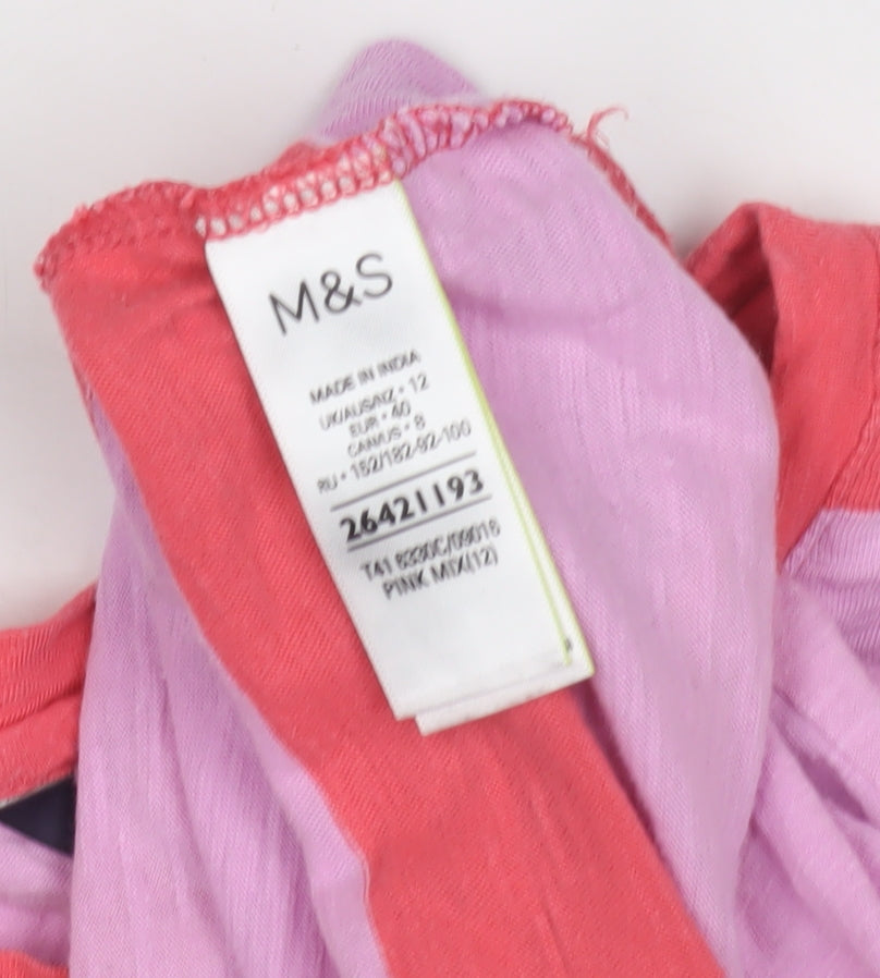 Womens UK Size 12 Marks and Spencer Pink Basic T-Shirt