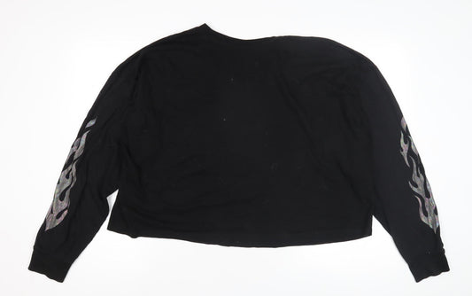 Womens UK Size M ASOS Black Cropped T-Shirt