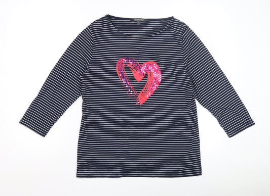 Womens UK Size 14 Bonmarché Blue Basic T-Shirt