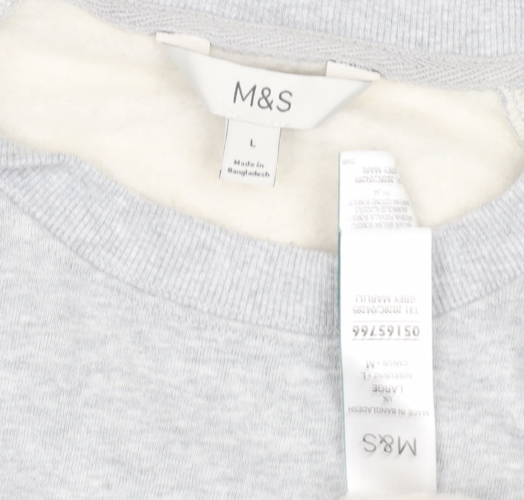 Marks and Spencer Unisex Grey Logo Sweatshirt L Pullover
