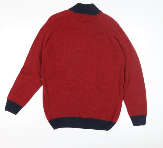 Cotton Traders Men's Red Argyle Pullover Jumper M