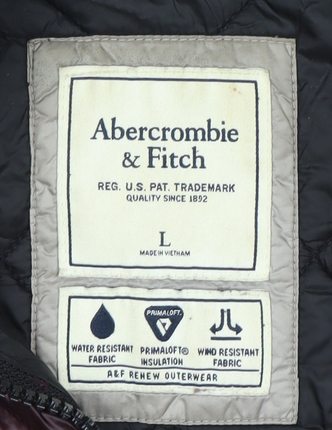 Abercrombie & Fitch Women's Brown Quilted Nylon Jacket, L
