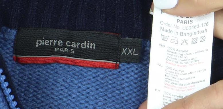 Pierre Cardin Men's 2XL Blue Full Zip Jumper