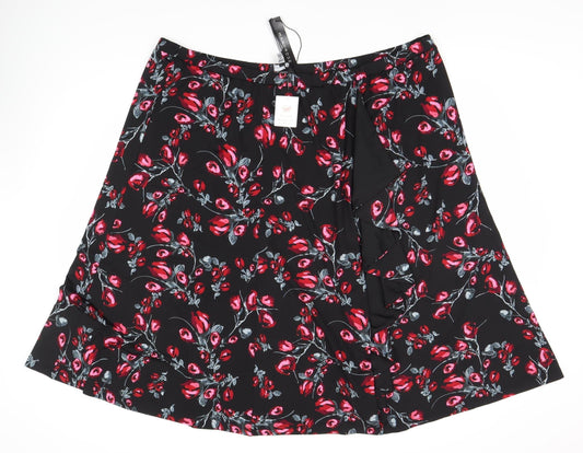 Wardrobe Essentials Unisex Black Floral A-Line Skirt - 30