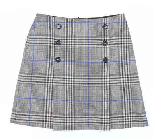 Marks and Spencer Women's Grey Plaid Skirt Size 10