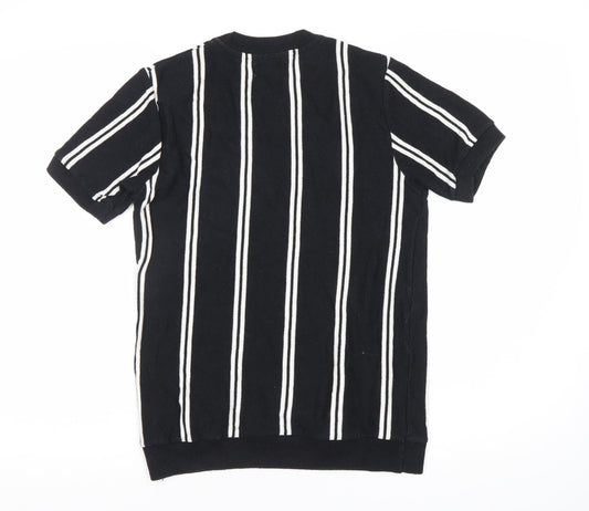 Topman Men's XS Black Striped Crew Neck T-Shirt
