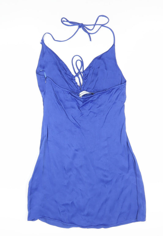 Zara Women Blue Halter Slip Dress Size 12