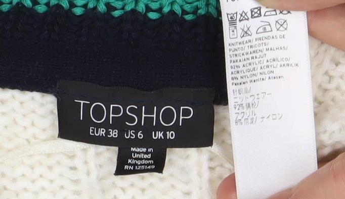 Womens UK Size 10 Topshop Multicoloured Vest Jumper