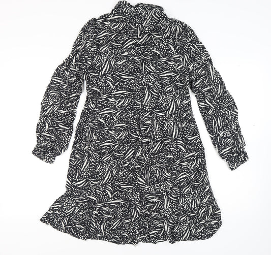 New Look Women's Black Animal Print Long Sleeve Dress - Size 10
