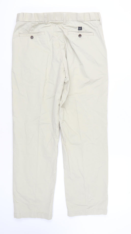 Marks and Spencer Men's Beige Chino Trousers, Size 36
