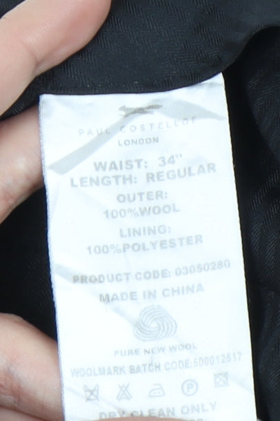 Paul Costelloe Men's Black Wool Trousers - Size 34
