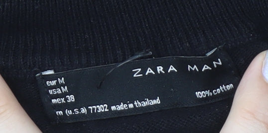 Zara Man Black Full Zip Jumper, Size M, Cotton