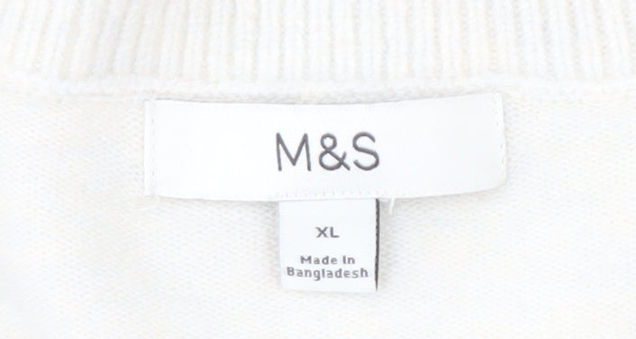 Womens UK Size XL Marks and Spencer White Pullover Jumper