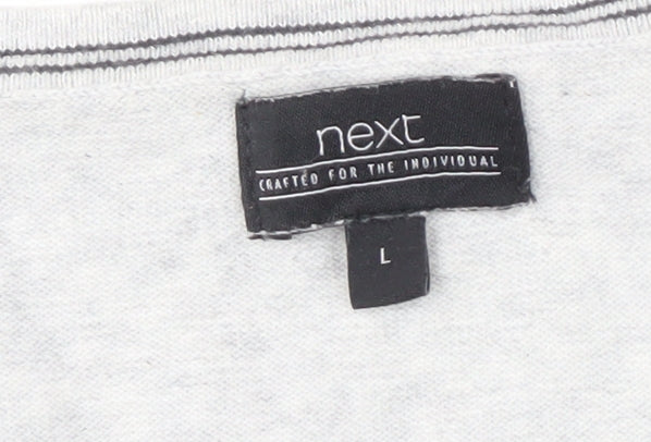 Next Men's Grey V-Neck Pullover Jumper - Large