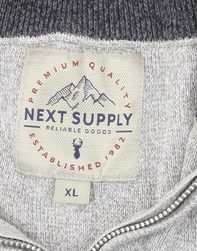 Next Men's Grey XL 1/4 Zip Jumper High Neck