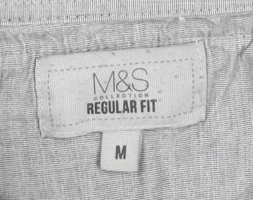 Marks and Spencer Men's Grey V-Neck Pullover - M