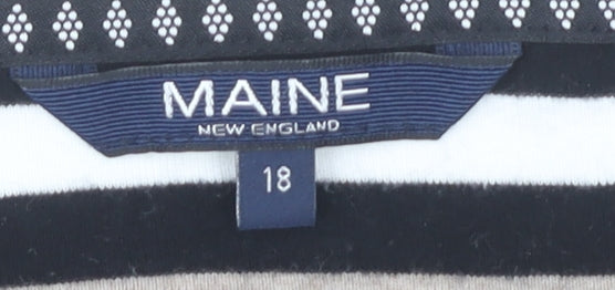Maine New England Women's Black Striped T-Shirt Size 18