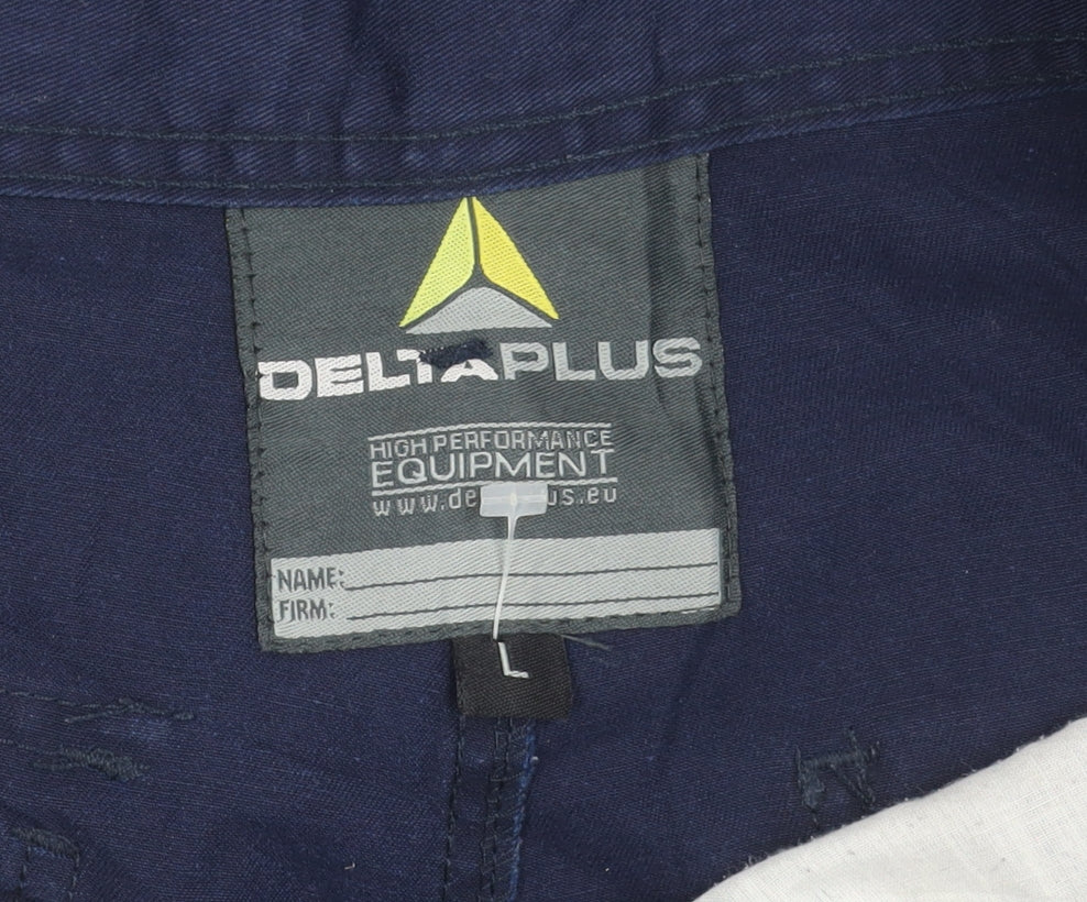 Brand and care label for Delta Plus Cargo Trousers L Blue unisex adults workwear