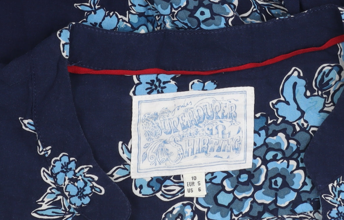 Womens UK Size 10 Joules Blue Basic Button-Up